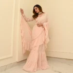 Blush Pink Georgette Draped Saree