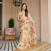 Almond Draped Saree with Blouse - Image 4