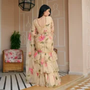 Almond Draped Saree with Blouse - Image 5