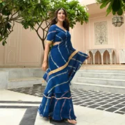 Blue Leheriya Draped Saree - Image 4